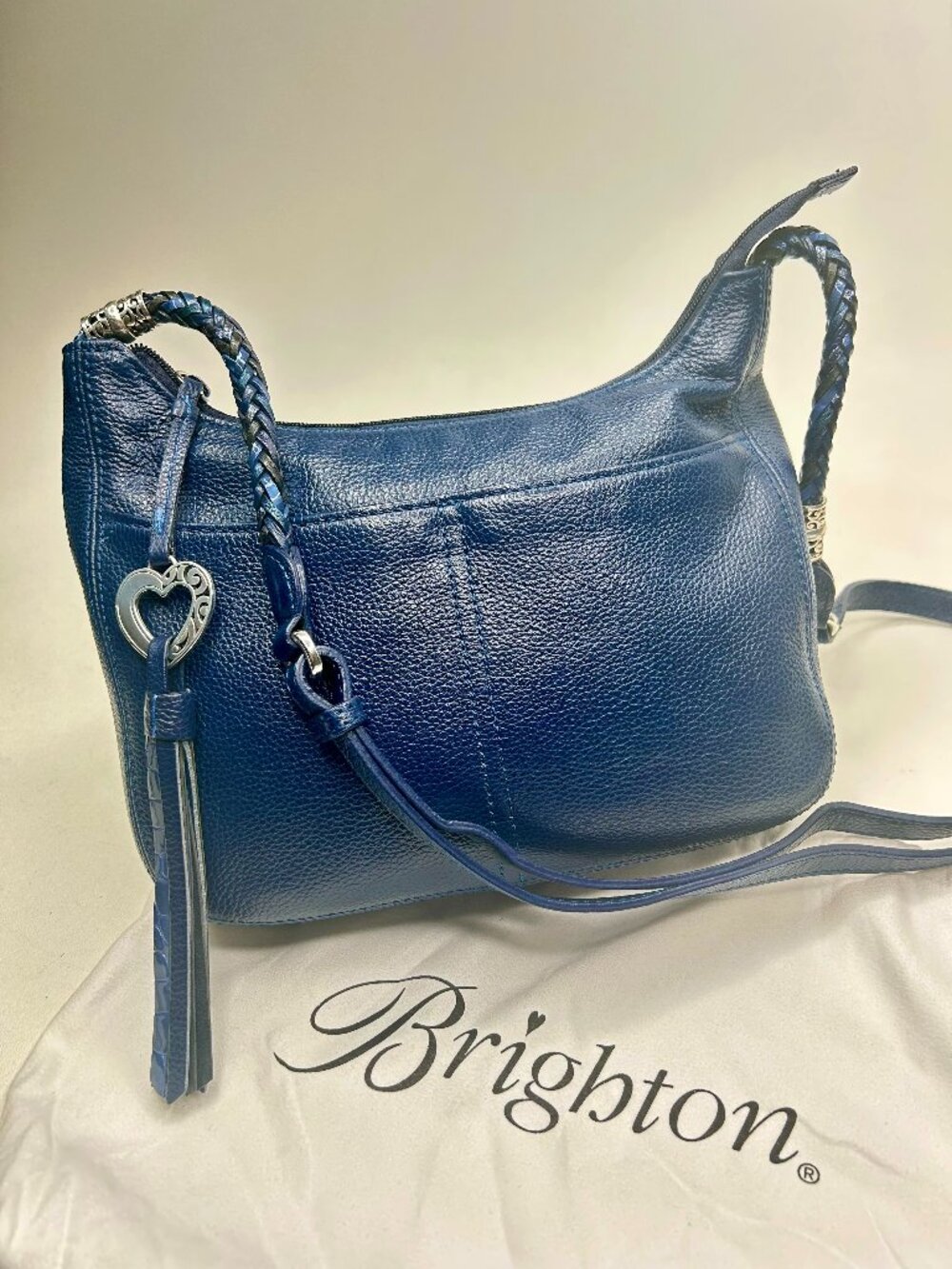 BRIGHTON Crossbody Baby Barbados Zip Top Hobo, BLUE